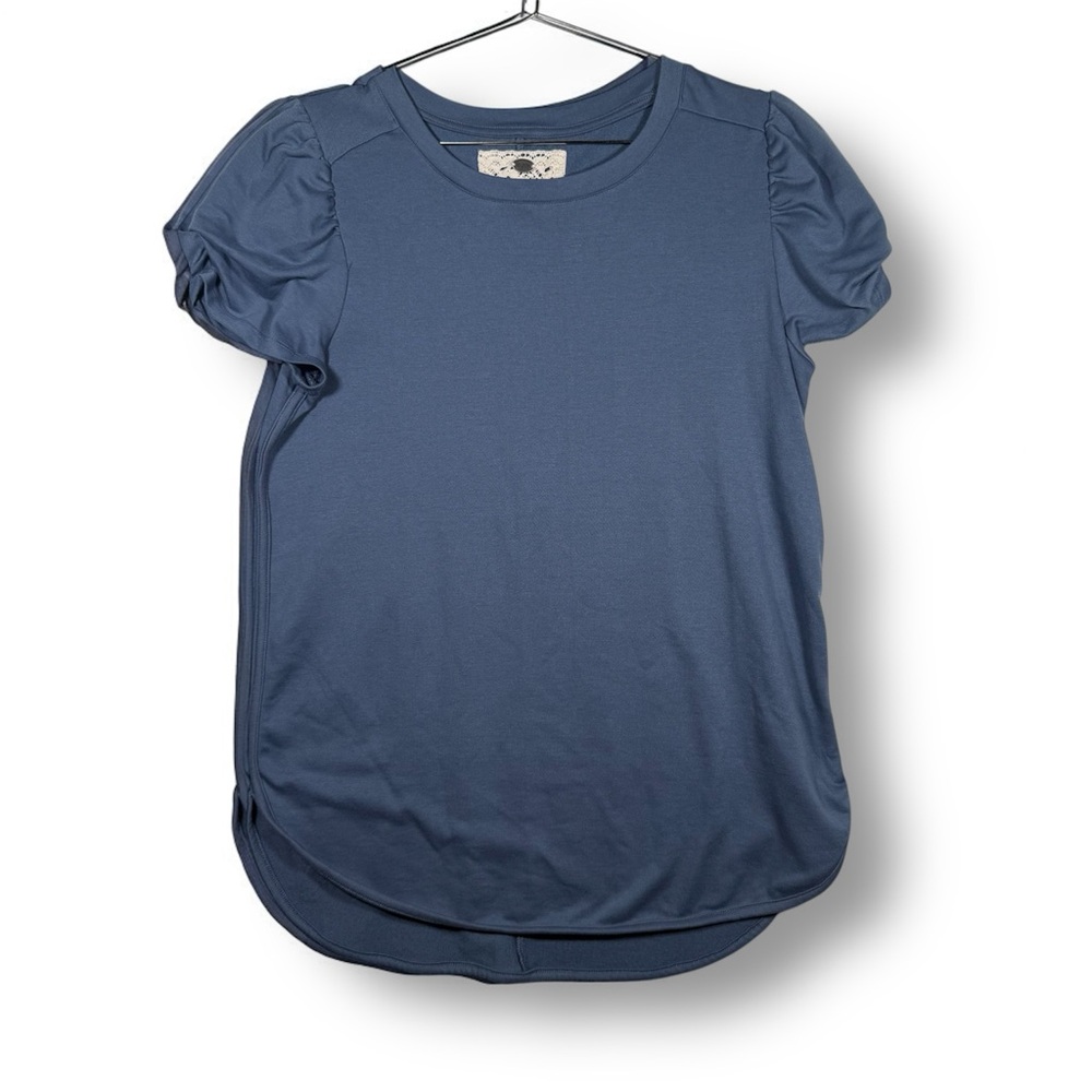 Cupio Blue Short Sleeve Blouse Size L/G/G